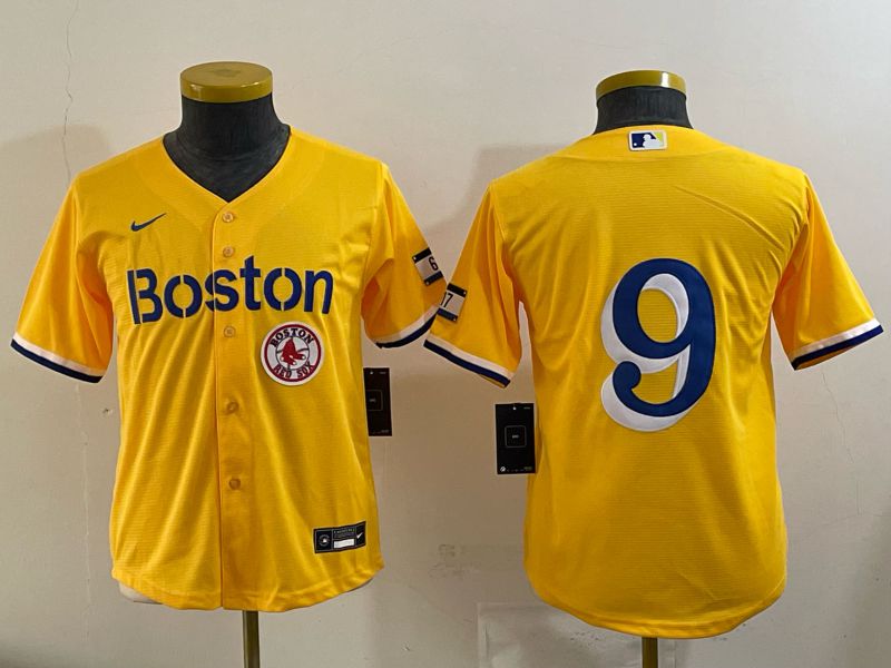 Youth 2025 Boston Red Sox #9 No Name Yellow Nike MLB Jersey 08->youth mlb jersey->Youth Jersey